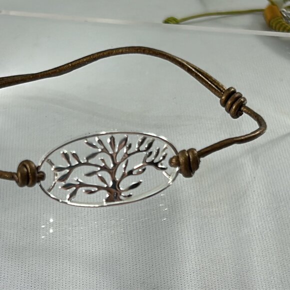 Lot 8 Corded Beaded Bohemian Bracelets Layering Family Cross Heart Tree Shells - Picture 4 of 15